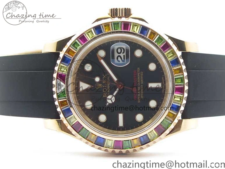 MiroTime 0112 WeatherProof Yacht-Master 40 116695SATS Bp Maker Best Edition Black Dial on Rubber Strap SA 3001